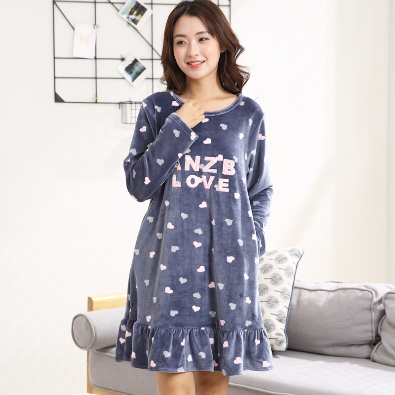 柔可佳睡裙连体春秋款珊瑚绒连衣裙 柔可佳睡裙