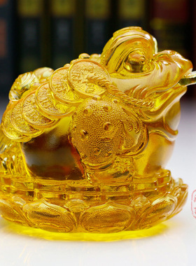 美容店开业礼品摆件三脚金蟾琉璃