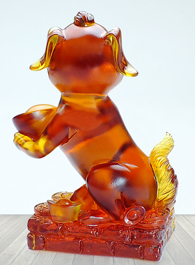 水晶旺财狗狗摆件琉璃狗的吉祥物