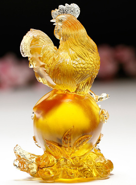 九十岁老人生日礼物水晶鸡摆件