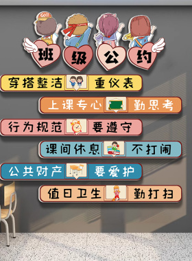 开学季小学初中高中学文化墙贴画