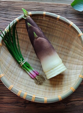 竹编竹制品 厨房洗菜家用篮子收纳馒头筐沥水篮圆簸箕小竹筐
