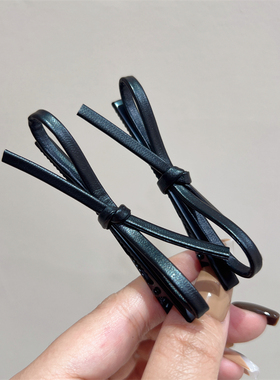 甜酷少女PU皮立体蝴蝶结鸭嘴夹