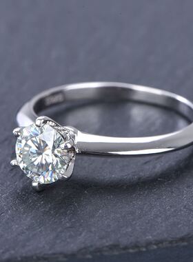 美国经典六爪925银婚戒定制