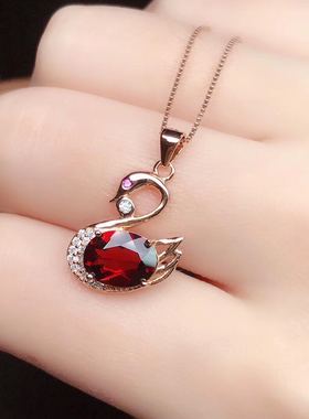 戒指纯银红宝石玫瑰金本命年吊坠