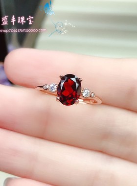 红宝石纯银吊坠本命年石榴石戒指