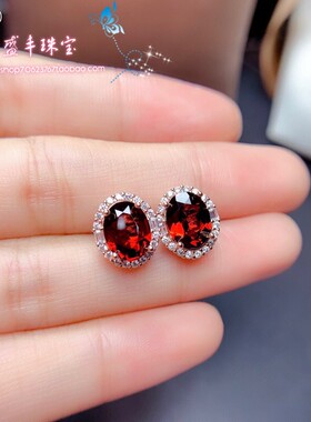 莫桑比克酒红色925银石榴石戒指