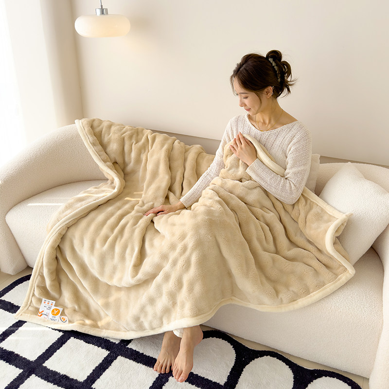 兔毛绒毛毯加厚办公室午睡毯子珊瑚绒空调披肩午休沙发盖毯被子冬,淘宝优惠券,粉丝福利购,淘宝优惠卷