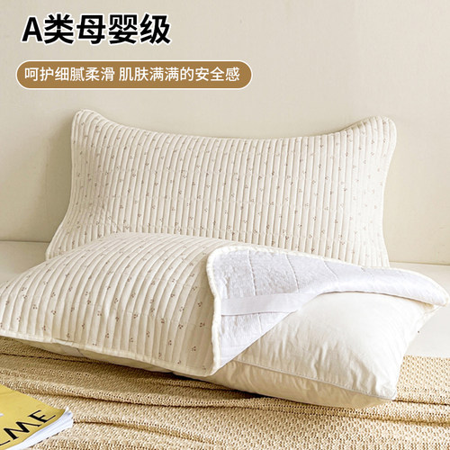 枕巾纯棉一对装防滑不脱落全棉高档可固定枕头巾垫巾绑带款防头油 - 图2