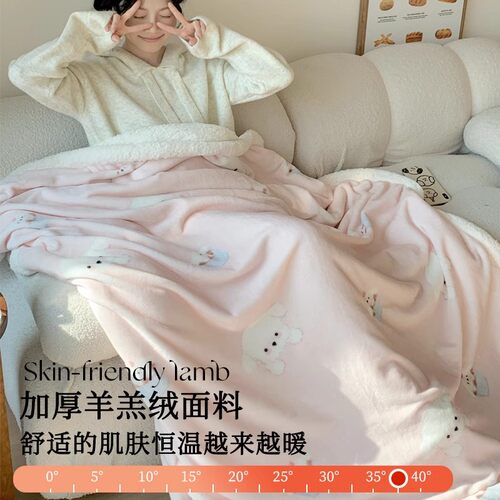 冬季加厚毛毯办公室午睡羊羔牛奶绒毯子沙发毯学生宿舍床上用床单 - 图1