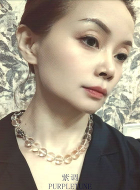 金银趣 原创天然白水晶大珠项链摩尼宝珠百搭显气质12mm 14mm