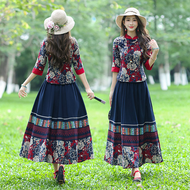 ພາກຮຽນ spring, summer ແລະດູໃບໄມ້ລົ່ນແບບຊົນເຜົ່າພິມ cheongsam ເທິງ, ຊຸດ retro ຂອງສາທາລະນະລັດຈີນ, ແບບຈີນປັບປຸງຊຸດ Tang ແລະ Hanfu ສໍາລັບແມ່ຍິງ