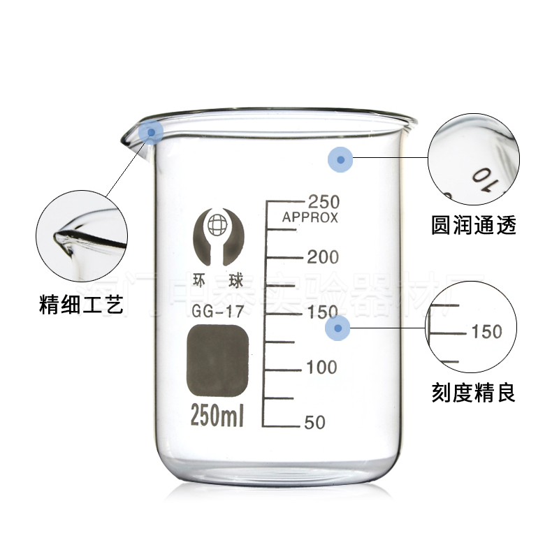 环球低型玻璃烧杯100/250/500/1000/2000/3000ml加厚耐高温带刻度 - 图0