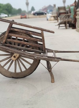 木推车独轮车民俗怀旧老物件木轮推车民俗博物馆展览农家乐主题餐