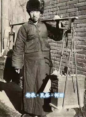 民俗怀旧老物件锔瓷挑子咕噜挑子馄饨豆腐脑挑子博物馆古镇展览品