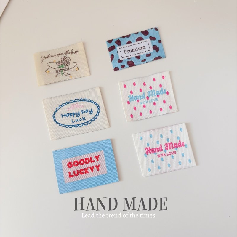 韩系布标彩色织唛刺绣标签圆点文字手工diy箱包围巾衣服辅料配件,淘宝优惠券,粉丝福利购,淘宝优惠卷