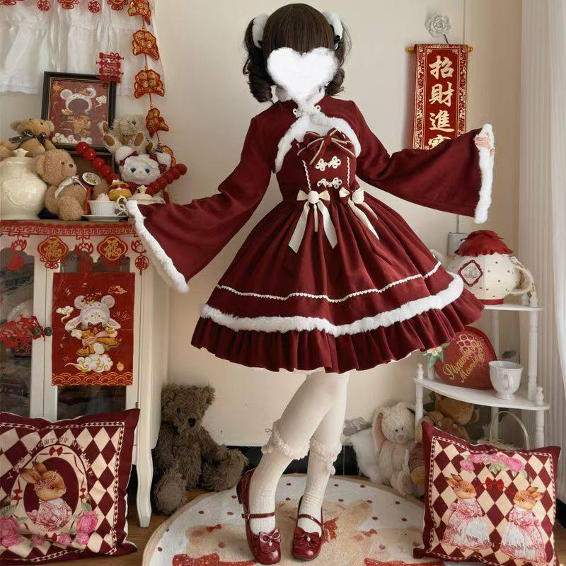 ABC原创设计暖冬Lolita洋装新年款可爱lo裙jsk加厚吊带连衣裙两件,淘宝优惠券,粉丝福利购,淘宝优惠卷