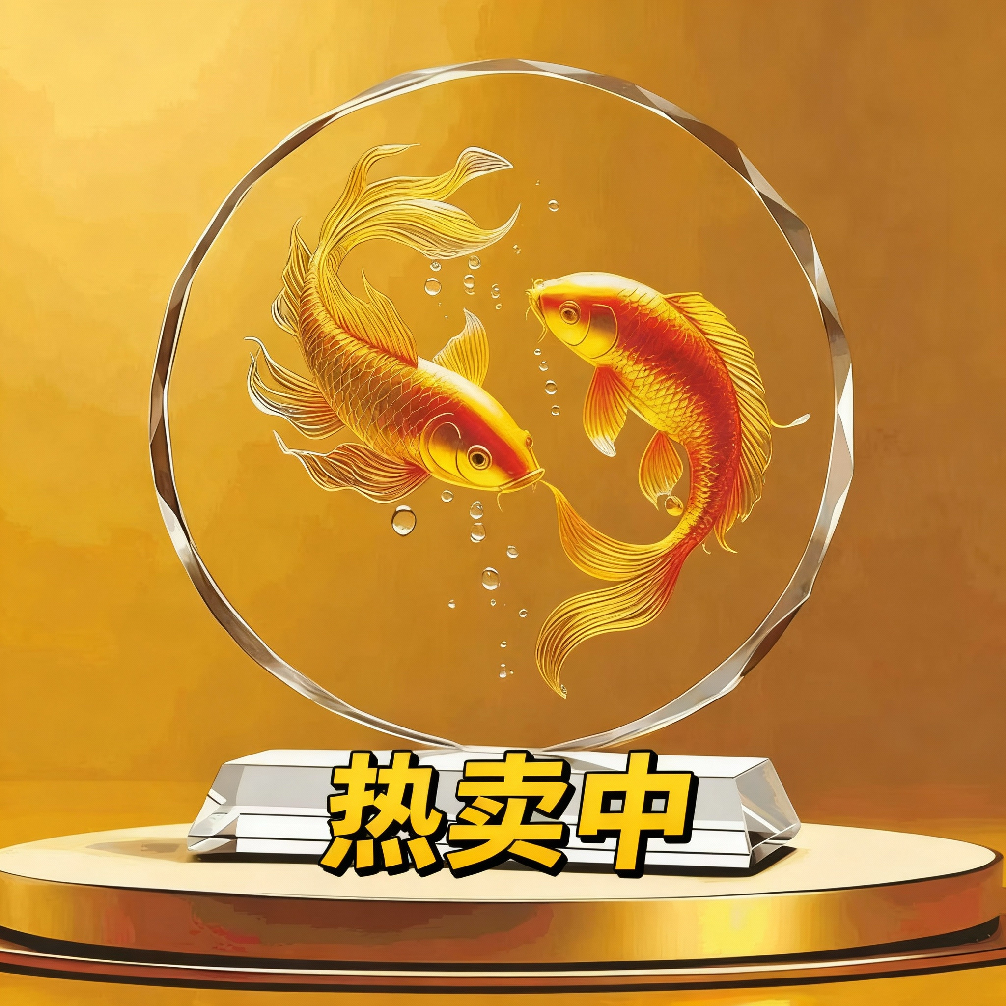 高档水晶玻璃摆件3D马到成功万马奔腾八马雄风家居摆件新款荷花鱼,淘宝优惠券,粉丝福利购,淘宝优惠卷