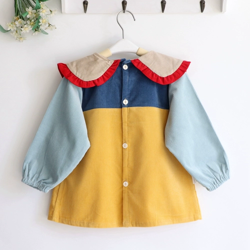 Милый вельветовый детский демисезонный хлопковый водонепроницаемый нагрудник для принцессы, увеличенная толщина