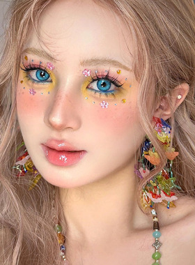 森系夸张彩色流苏花朵耳环女