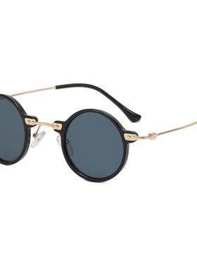 刀郎同款眼镜复古蒸汽朋克小框平光镜嘻哈圆形墨镜凹造型太阳眼镜