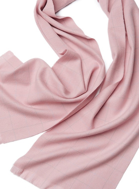 LEMAER乐玛尔 100%CASHMERE「超值福利」格纹元素散须款羊绒围巾