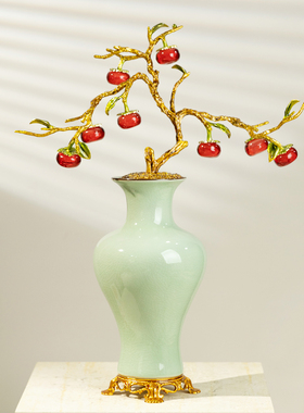 新中式柿来运转陶瓷花瓶