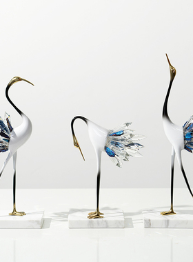 轻奢高档白鹤书房摆件家居客厅酒柜装饰品玄关仙鹤工艺品结婚礼物