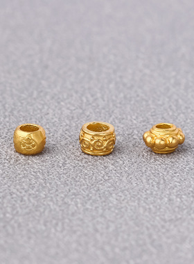 s925纯银古法黄金色4mm5mm隔珠飞碟珠古法金珠垫片diy文玩手链
