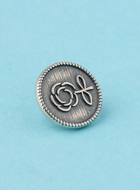 s925纯银复古玫瑰花钮扣银扣diy手工编绳手链尾扣搭扣圆扣子配件