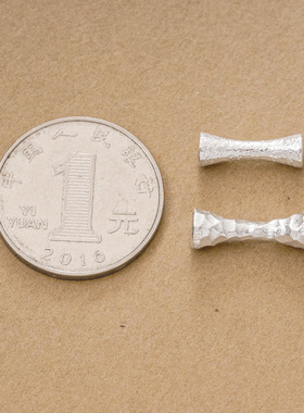 足银999手工银素银肌理感小蛮腰隔珠长款腰珠diy文玩手串银饰配件