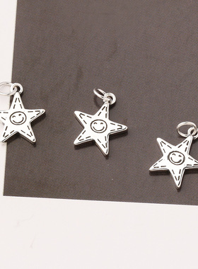 S925纯银饰品配件 小星星五角星小吊坠 手工diy串珠手链材料配饰
