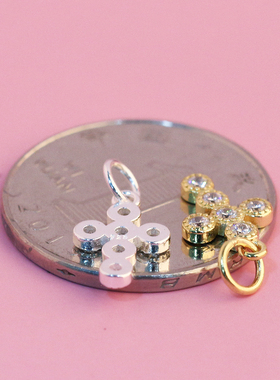 银饰品配件镶嵌锆石十字架吊坠