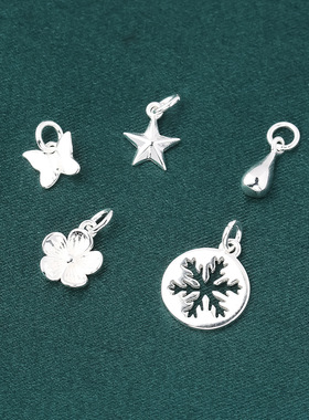 素银蝴蝶五角星水滴雪花桃花吊坠s925纯银韩版ins风diy戒指手链