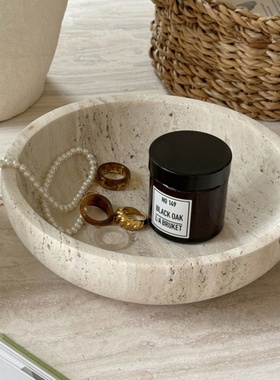 天然黄洞石茶空间玄关搭配装饰盘