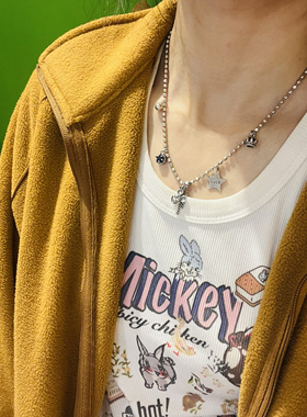 可爱童趣银饰米奇星星皇冠925银项链