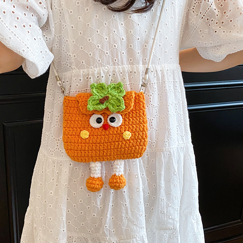 可爱手工编织苹果胡萝卜毛线包卡通钩针儿童礼物斜挎包单肩手机包,淘宝优惠券,粉丝福利购,淘宝优惠卷