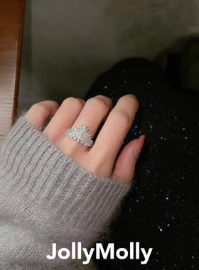 JollyMolly小众设计师网红女925银甜美礼物百搭个性睡莲系列戒指
