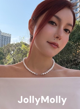 JollyMolly925银原创项链闺蜜礼物轻奢百搭重工珍珠别针项链