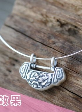 长命锁锁骨手工银锁复古平安锁