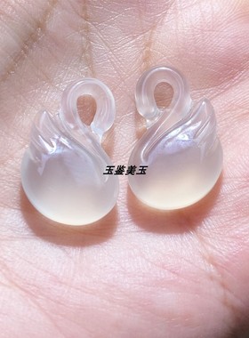天然冰种白玉髓天鹅项链男女款 玛瑙玉坠玉佩水晶半宝石项链