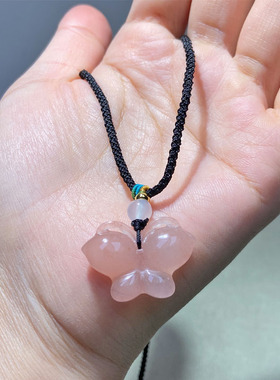 天然冰透金丝玉桃花酿项坠女款饰品 石英岩玉石吊坠玉石坠项链