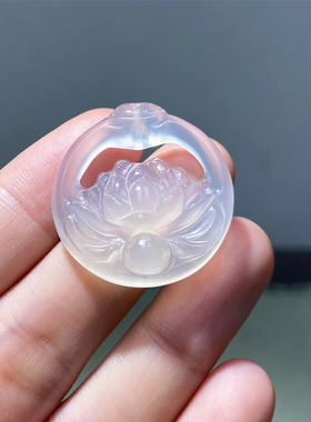 天然冰透玉髓花篮项坠男女款饰品项链坠 玛瑙花开富贵吊坠玉坠