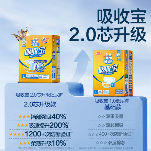可靠吸收宝成人纸尿裤2.0老年人用尿不湿男女孕产妇尿垫尿片单包 - 图0