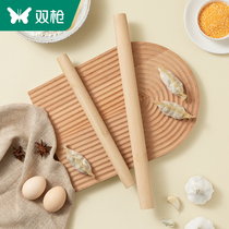 Double-gun solid bamboo non-stick press face stick dumplings Flour Rolling Stick Flour Stick Large Number Small made of bamboo baking Rolling Pin