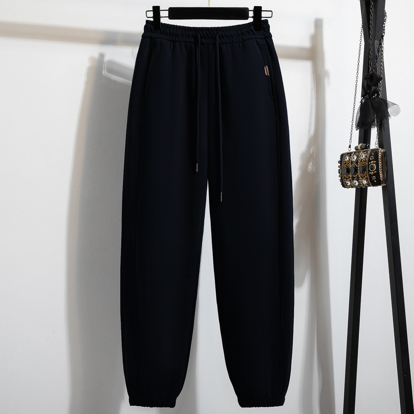 克莱因蓝加绒裤子卫裤女秋冬加厚保暖宽松高腰显瘦束脚灯笼运动裤,淘宝优惠券,粉丝福利购,淘宝优惠卷