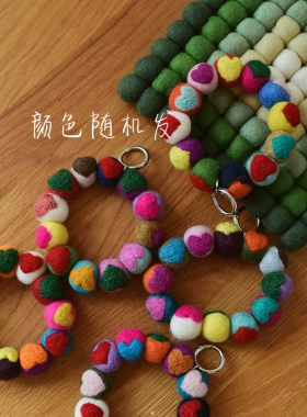 尼泊尔手工撞色彩色圆球球挂件
