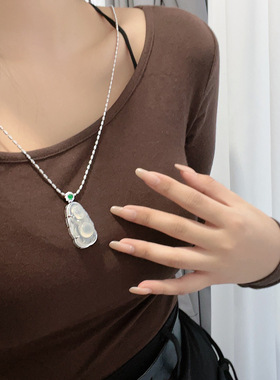 高冰玉髓弥勒佛公吊坠s925纯银国风玉石项链女七夕生日礼物送妈妈