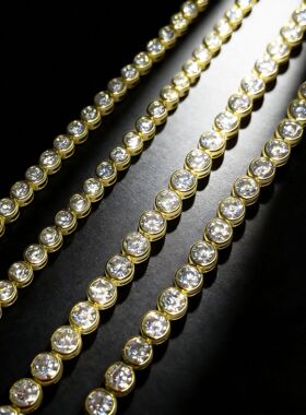 跨境新品亚马逊圆包款莫桑石网球手链轻奢高级感嘻哈S925纯银手链