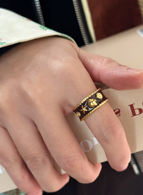 2024年秋冬新款黄铜镀金珐琅滴釉海星百搭多色戒指  个性叠戴指环